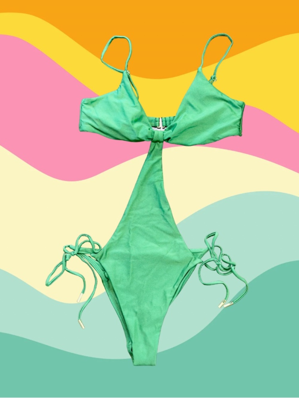 Cult Gaia Green Cut Out One Piece Swimsuit